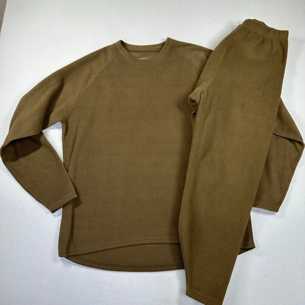 Cabelas Fleece Base Layer Set 2XL Tall Top XL Brown Pants Gorpcore Hunting Cabin